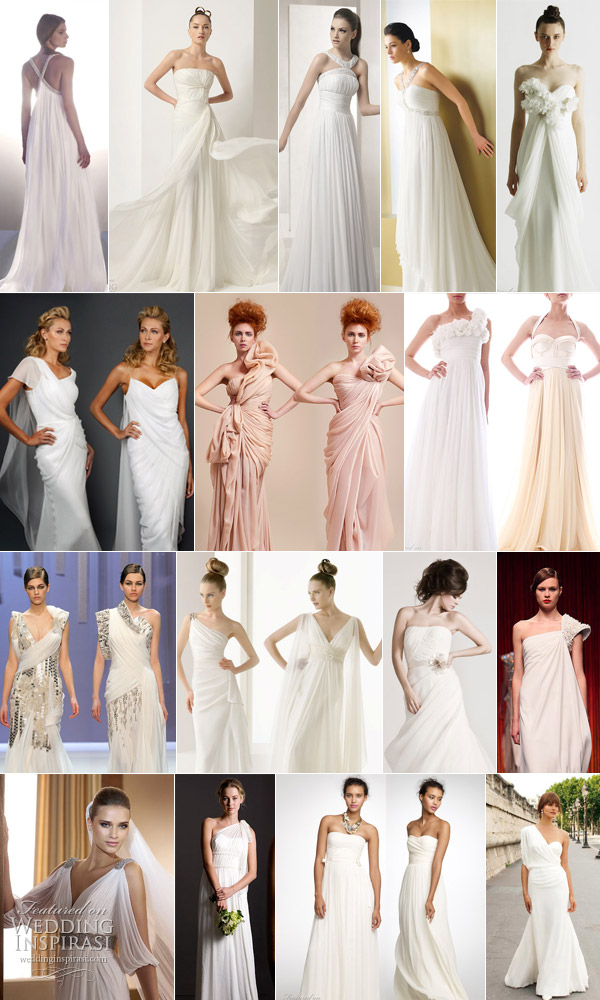 Drape wedding dresses grecian style bridal gown