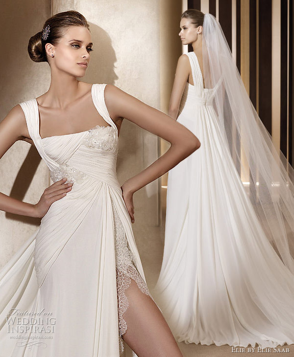 Elie Saab wedding dresses 2011 - Atalanta sheath gown with high slit and thick straps