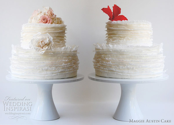 Maggie Austin cake Rose Frill and Orchid frill wedding cakes