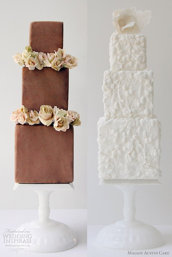 Pretty square cakes three boxes of chocolate accented with roses and 