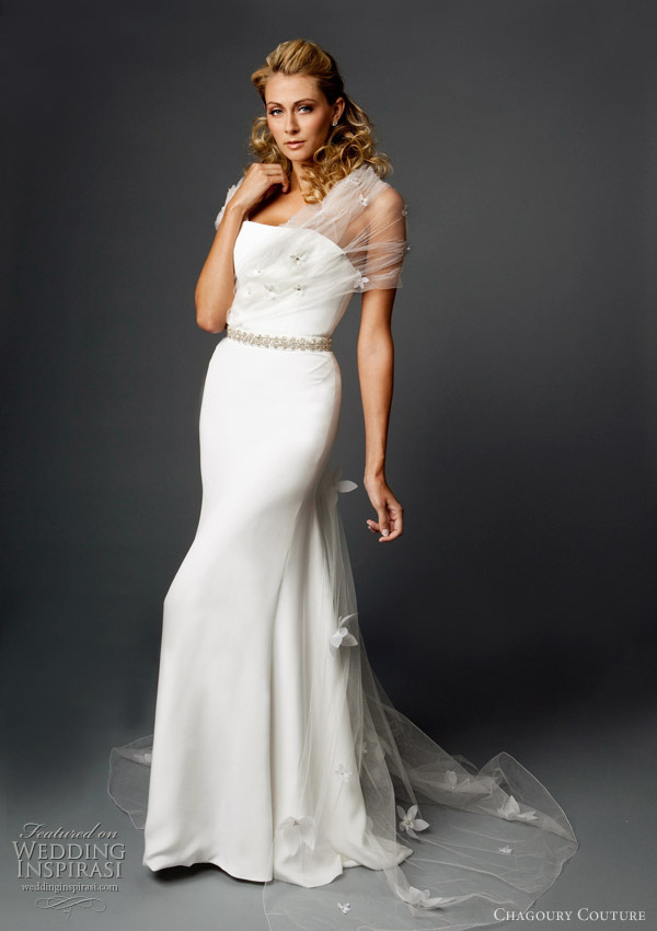 Chagoury Couture wedding dress Strapless gown with silk tulle train
