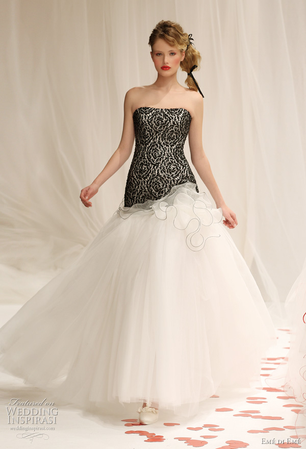 Taggi a pretty rose print wedding gown with draped bodice