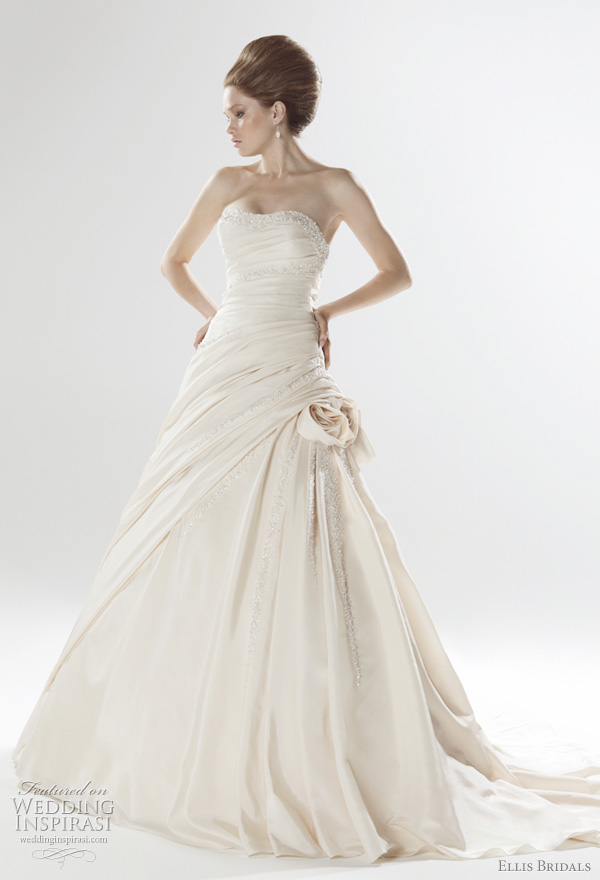 2011 color wedding dress from Ellis Bridals UK pleated taffeta gown with 