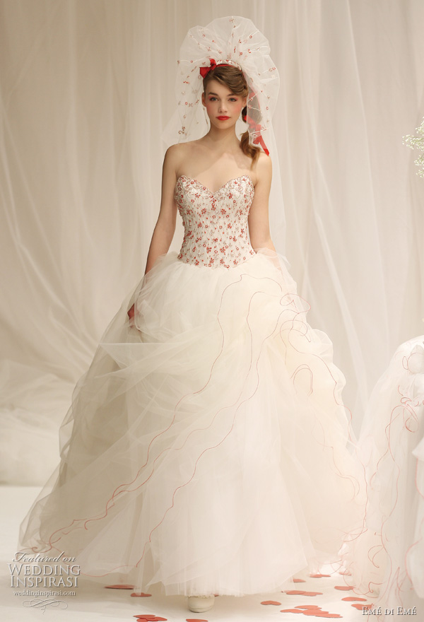 2011 red and white wedding gown by Emé di Emé Italy bridal collection
