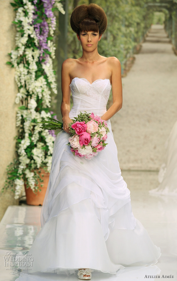 Ramona white Aline wedding dress with a gorgeous draped top