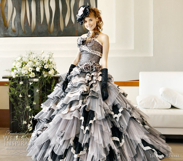 Black wedding dress with light pink accents Black wedding dress with light pink accents