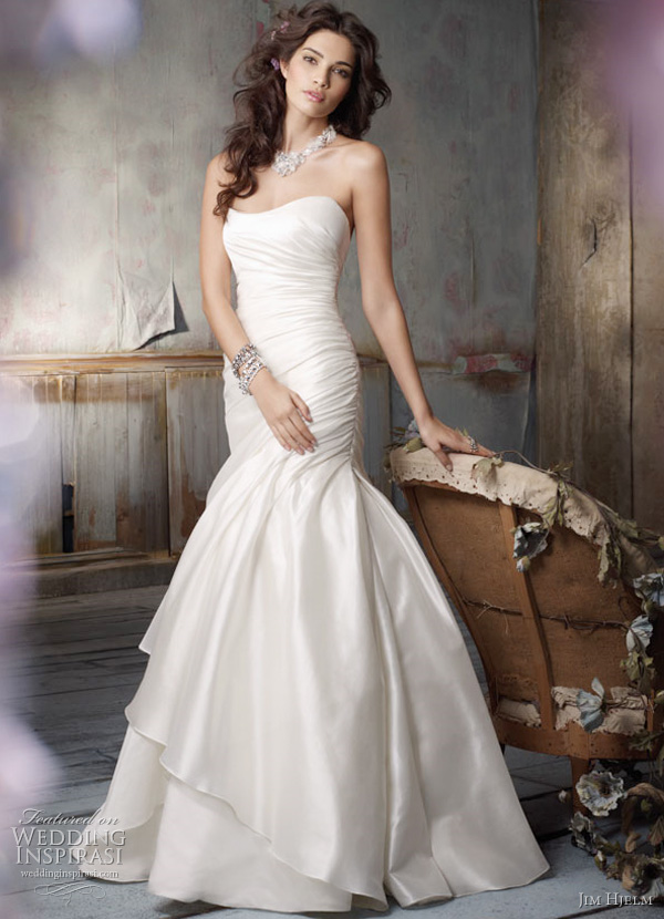 Jim Hjelm wedding Dress Style jh8103 Ivory Silk Shantung asymmetrical 