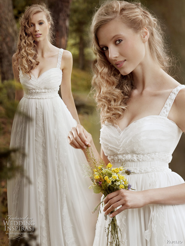 Rustle bohemian chic wedding gown with embellished straps Adore this one