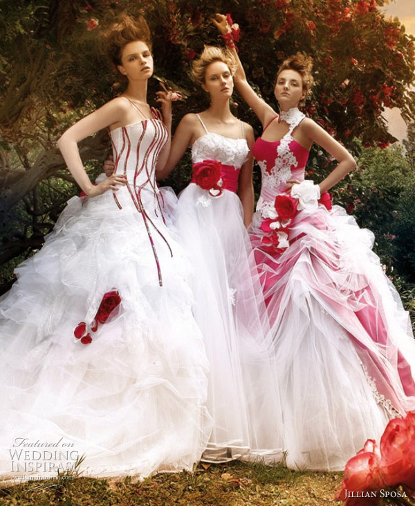 More pretty bridal frocks in red and white