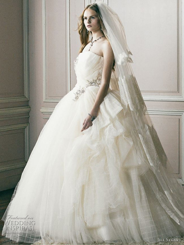 Offwhite ball gown with strass accent at the waist Jill Stuart Bridal 2011 