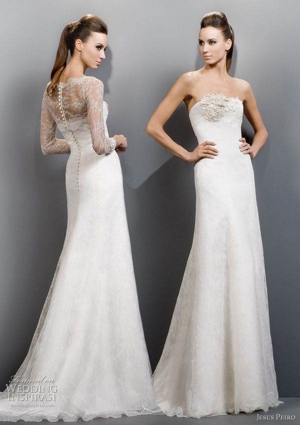 long sleeve wedding dress Beautiful detail at the back of this strapless 