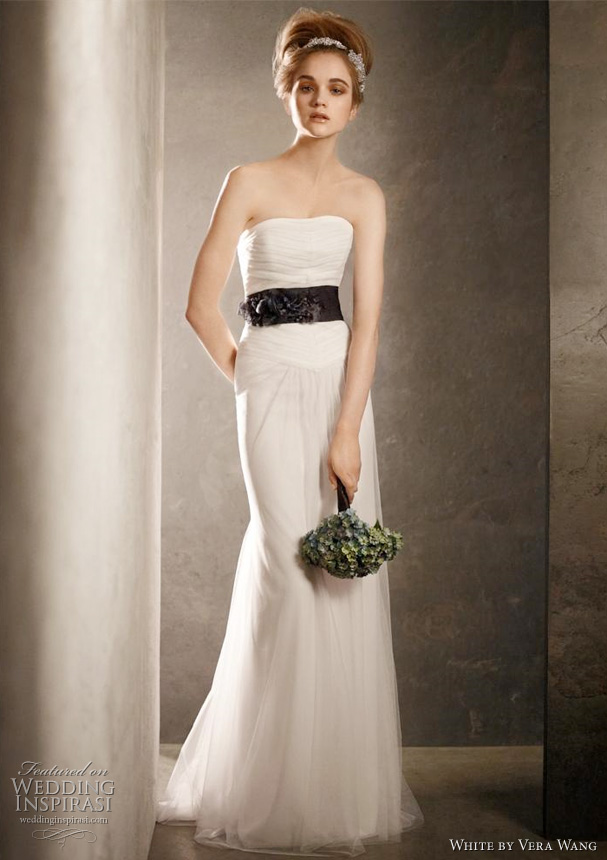 Shown with floral sash vera wang bridal spring 2011 Strapless Net Gown 
