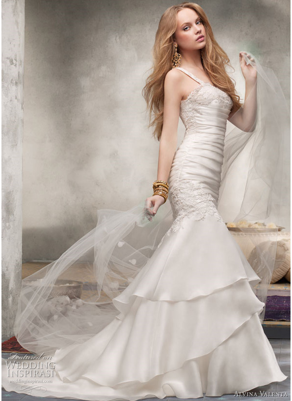 Silk organza Aline wedding dress with strapless sweetheart neckline 