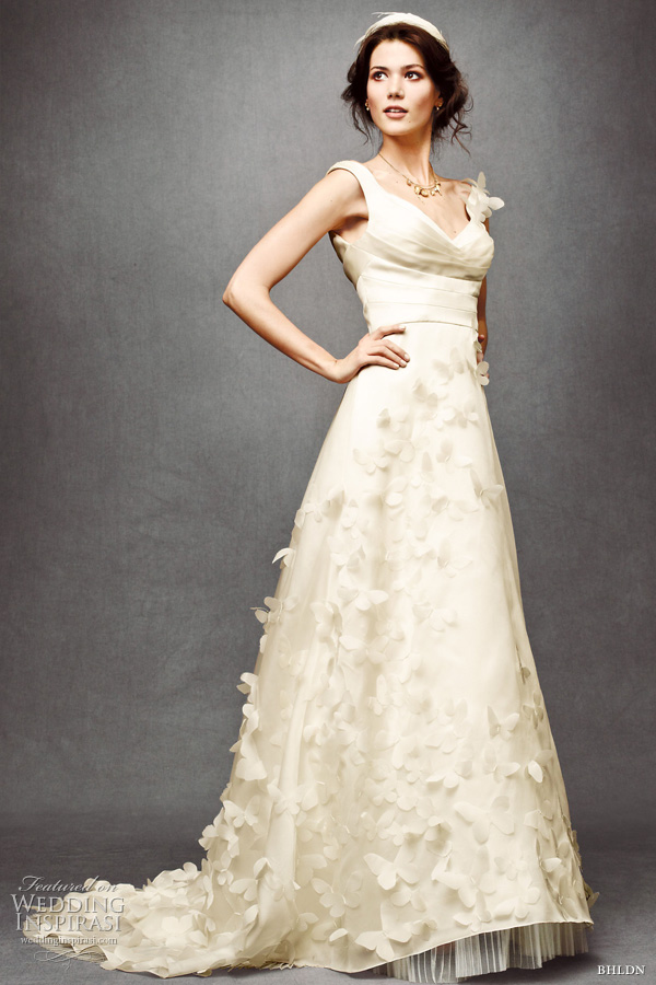 bhldn wedding dress 2011 - ethereal monarch gown with organza with appliqued butterflies