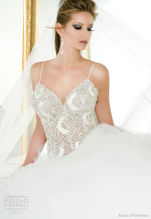 Tiffany wedding dress in silk chiffon with inlaid Swarovski embroidery and