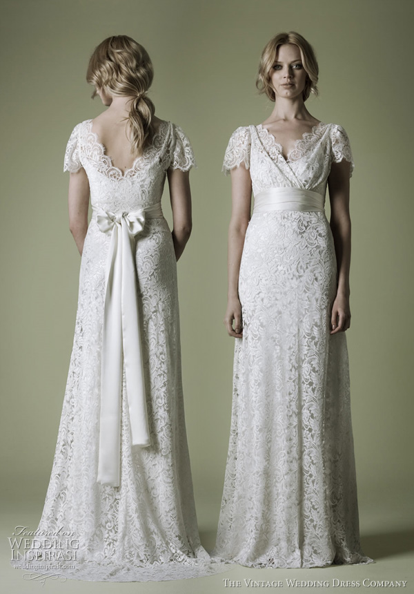 The Vintage Wedding Dress Company 1930s' style lace wedding dress combines