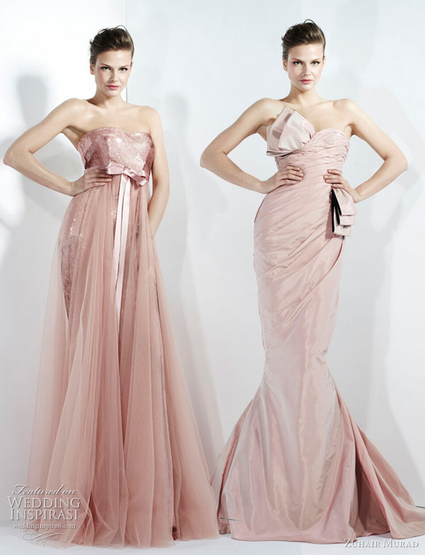 pink wedding dresses zuhair murad Highshine body hugging gown that looks