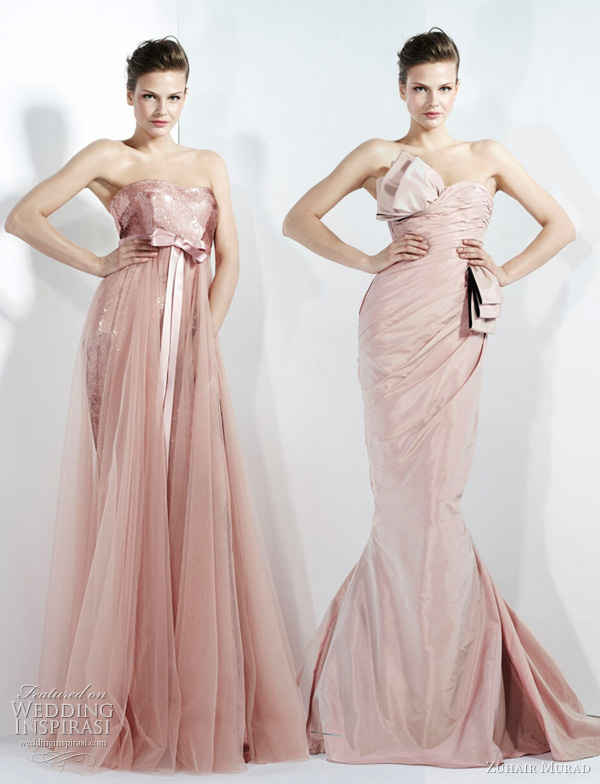 pink wedding dresses zuhair murad Highshine body hugging gown that looks 