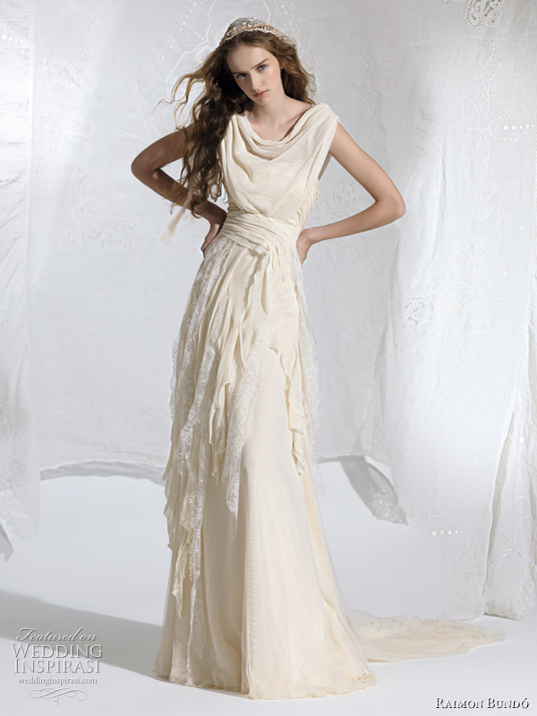 raimon bundo 2011 wedding dresses adelfa draped bohemian bridal gown