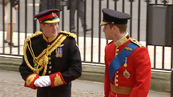 Royal wedding 2011 prince harry and his brother prince William arriving at 