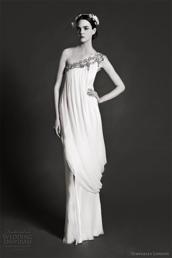 Above Phoebe Greek Goddess asymmetric dress with a beautifully embellished 