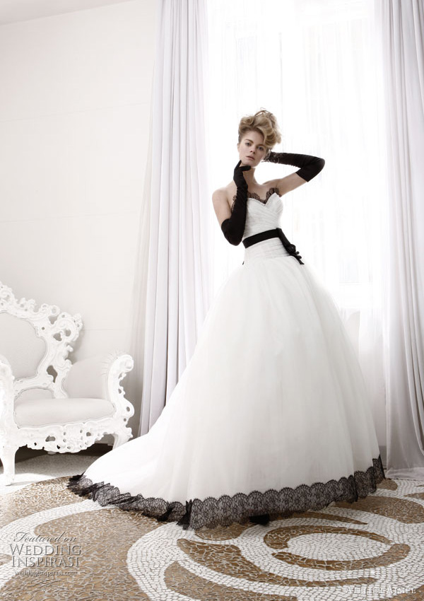 black and white wedding dresses Another feature is Swarovskiembroidered 