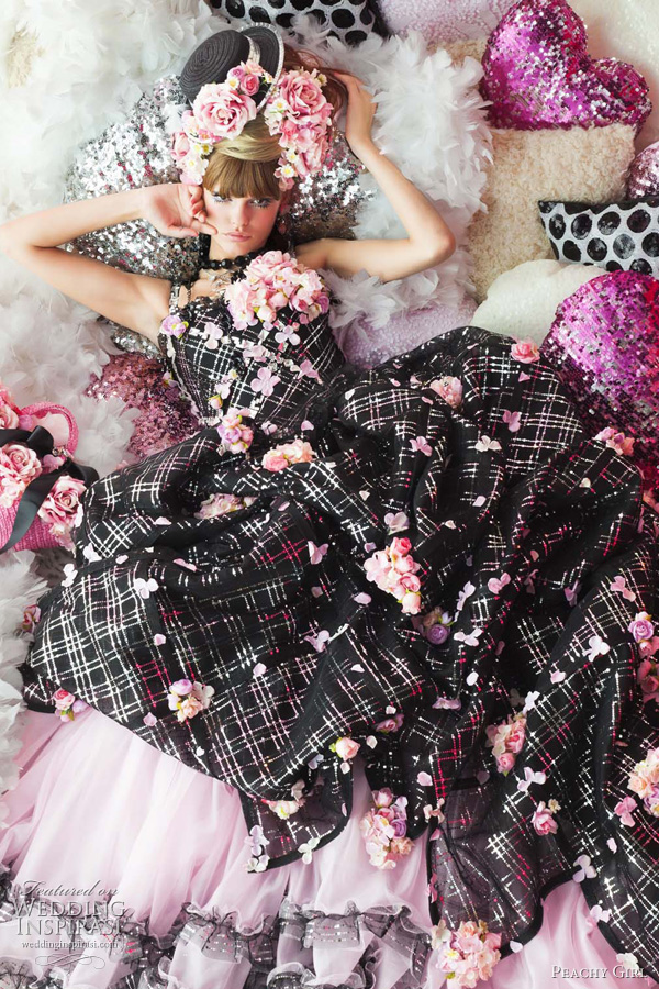 color wedding dresses peachy girl - black and pink bridal theme