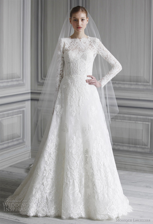 kate middleton inspired lace wedding dress - princess Catherine wedding gown by monique lhuillier spring 2012 collection