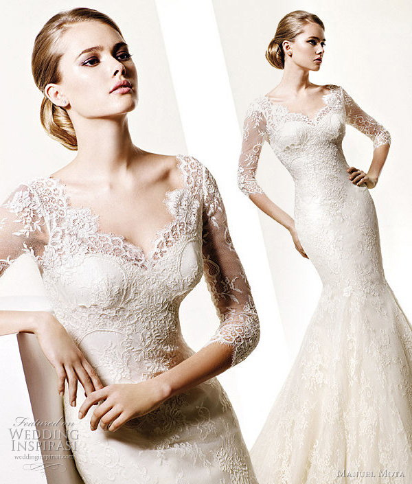 long sleeve lace wedding gown by Manuel Mota alternative to Kate