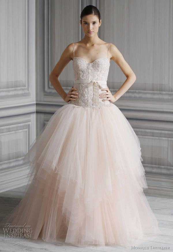 pink wedding dresses monique lhuillier pretty princess bridal gown spring