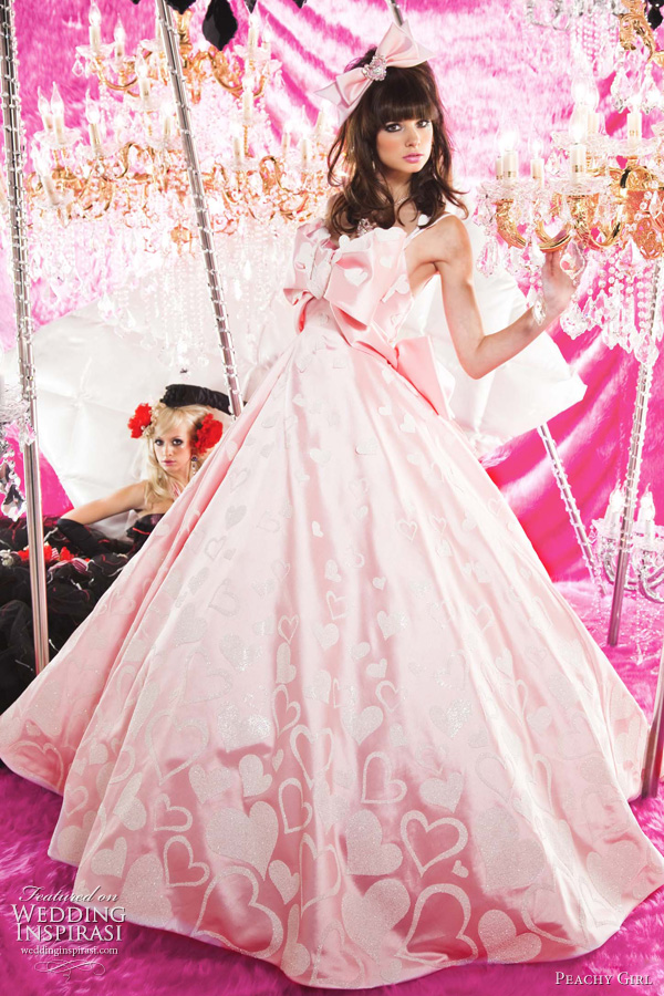pink wedding gowns 2011 - heart print bridal dress from Peachy Girl
