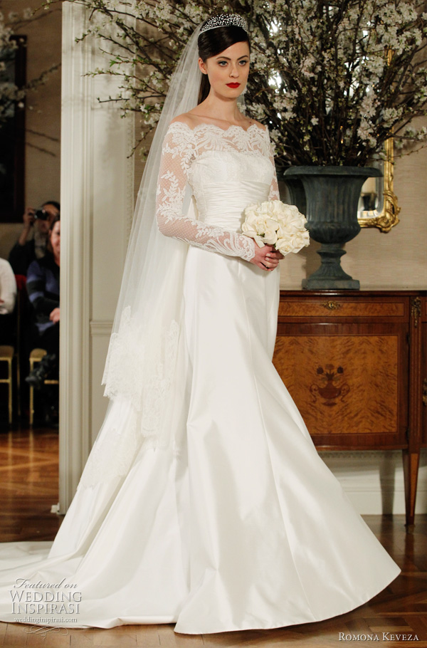 Modest wedding dresses with long sleeves and lace bodices are sure to be a