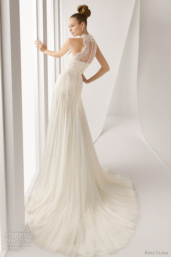 Alan lace gown with beads and tulle decoration in natural