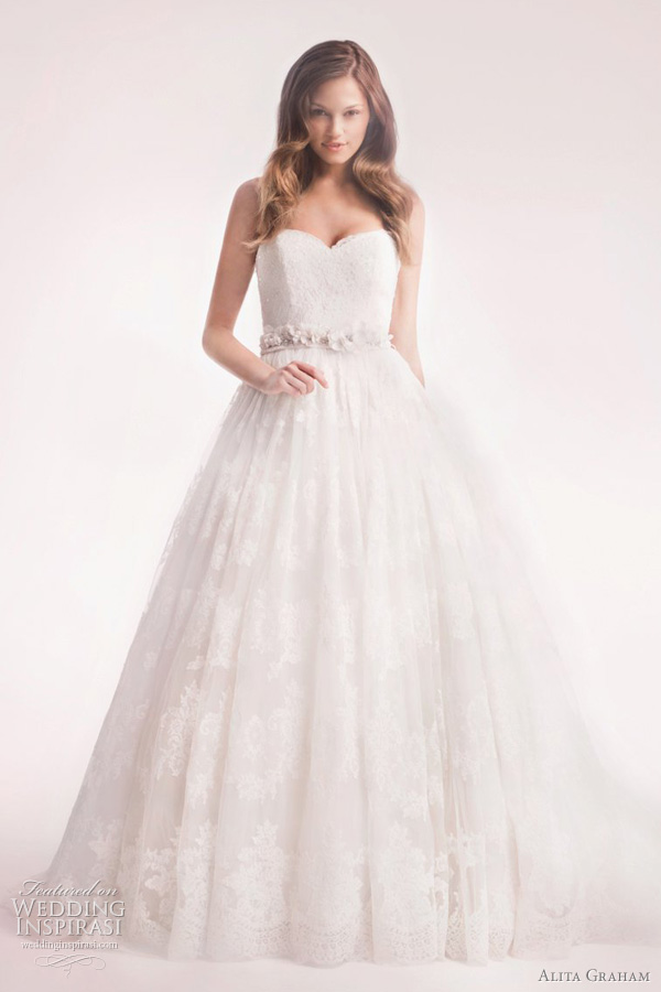 alita graham 2012 wedding dress Satin princess gown with beaded embroidery