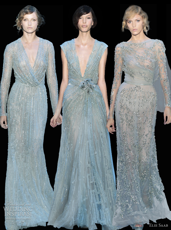 elie saab fall 2011 couture blue dresses