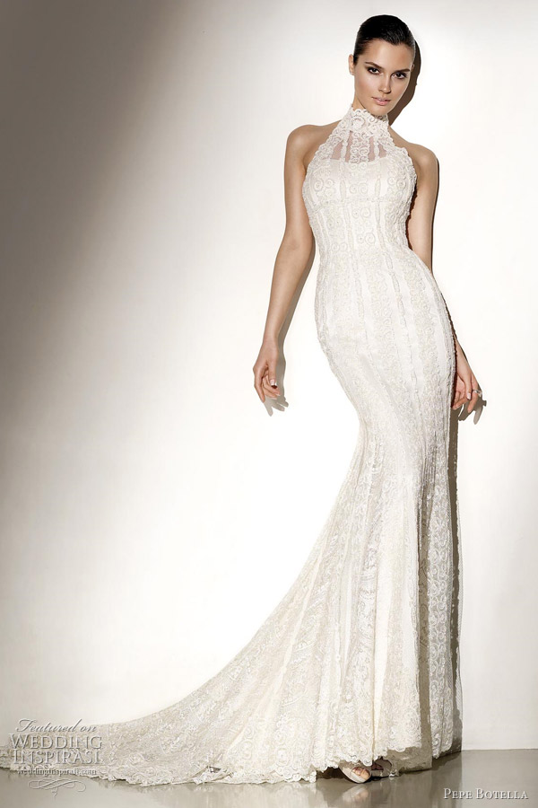  in a fit and flare style Beautiful halter neck wedding dresses 2012