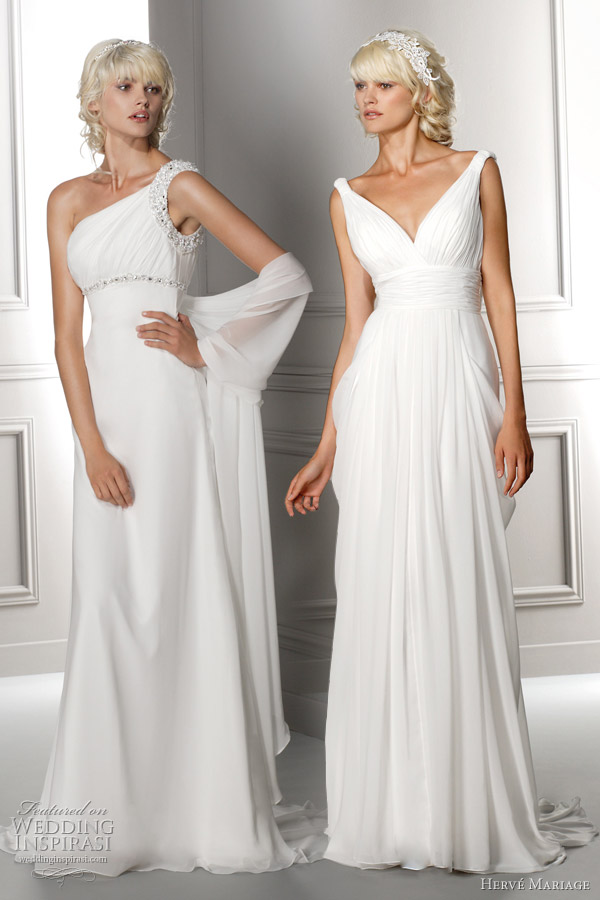 Grecian style wedding dresses La titia and Lavande