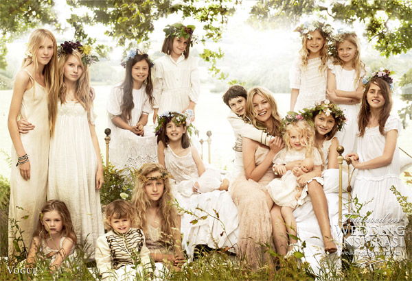 kate moss wedding dress photos Flower child lovely portrait of Kate Moss