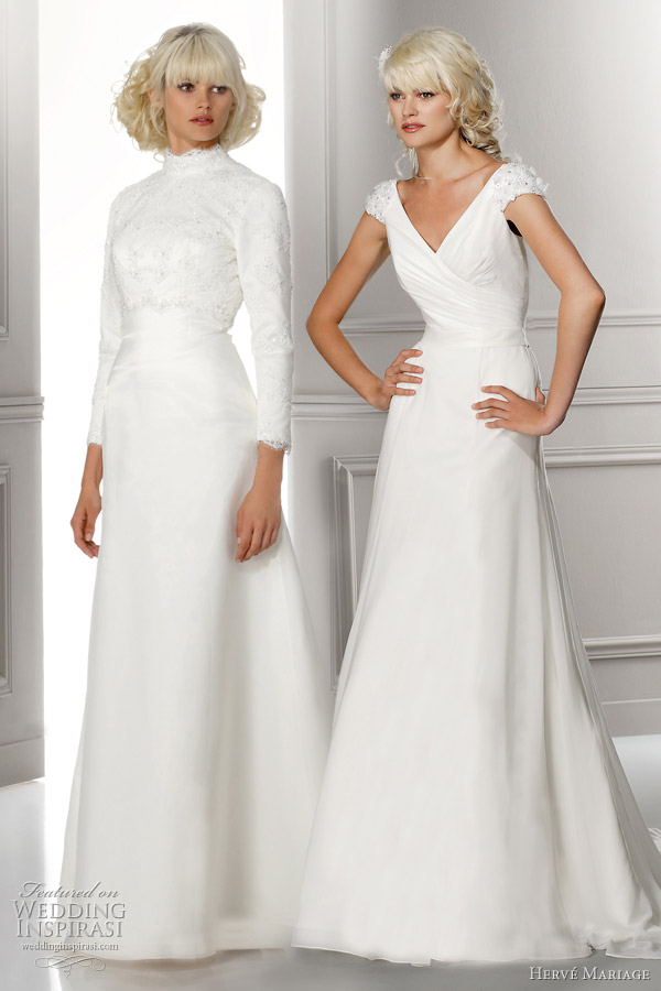 Modest wedding dresses with sleeves Love and Libert mousseline gown