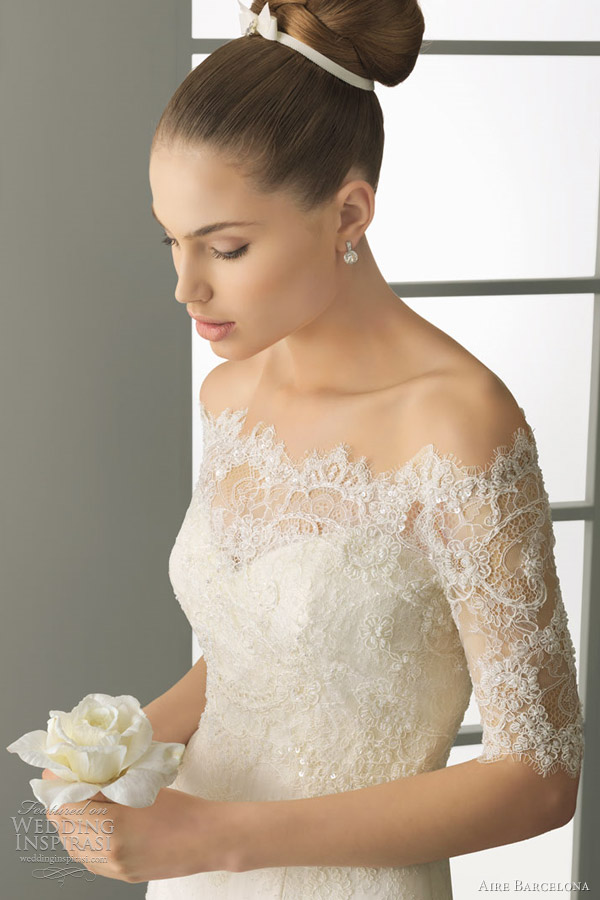 Close up of Paloma dress shown with offshoulder short sleeve lace cover up Close up of Paloma dress shown with offshoulder short sleeve lace cover up