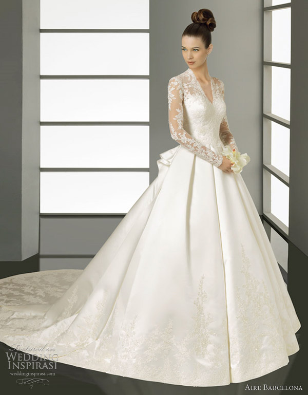 kate middleton inspired wedding dress aire barcelona - Kate-Lace and satin gown, in ivory.