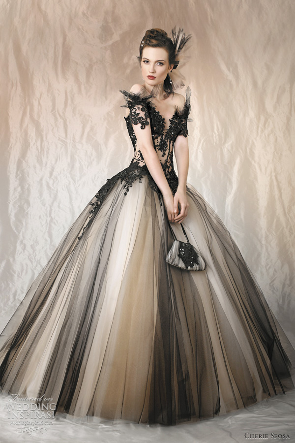 black tulle wedding dress