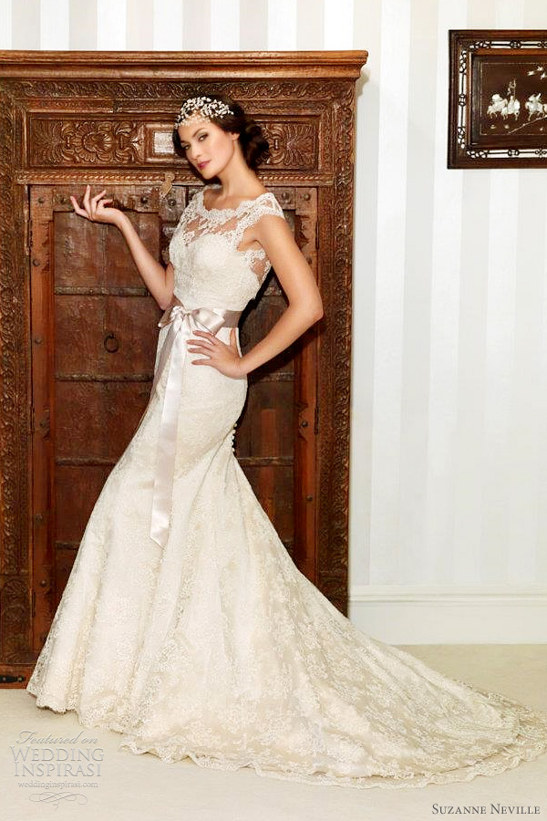 Below Hepburn strapless wedding dress in vintage corded lace 