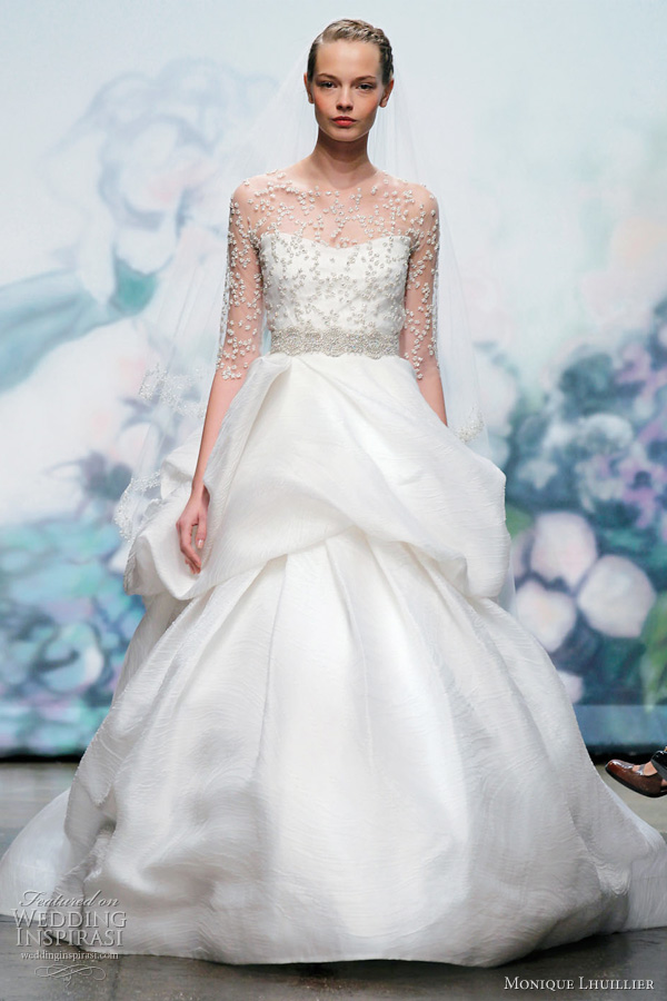 monique lhuillier fall 2012 wedding dress Cherish silk white chantilly lace