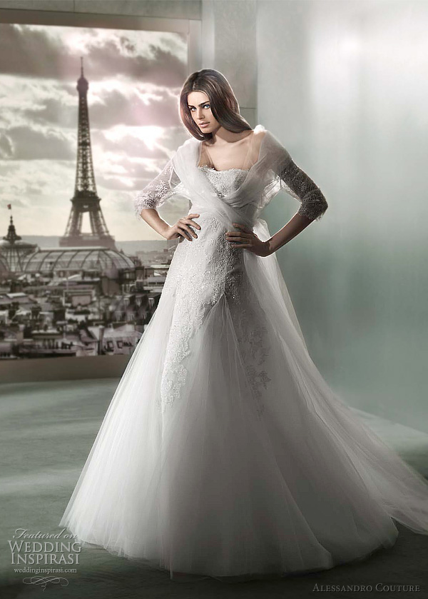 alessandro couture 2012 POSIDONIA  long sleeve wedding dress