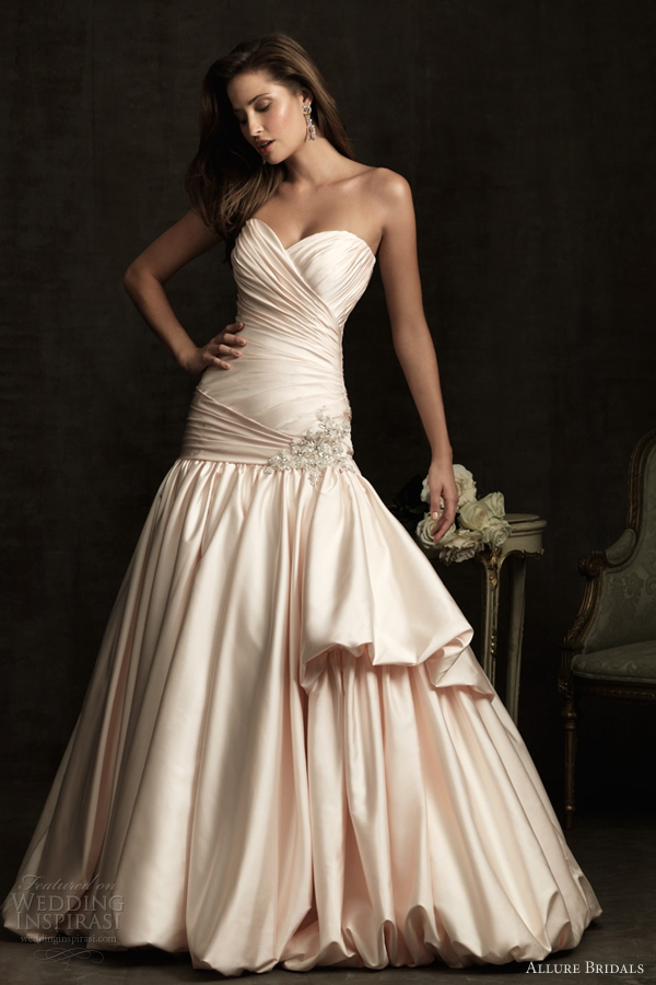 allure bridals color wedding dresses 2012 Fit and flare gown with lace 