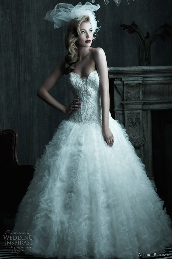 allure couture wedding dresses 2012 c210 Strapless fit and flare lace gown 