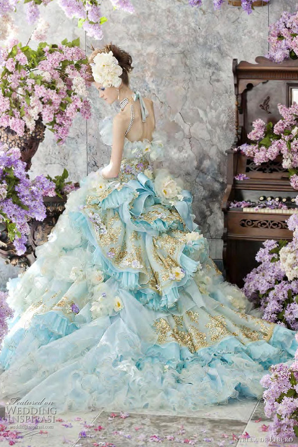 Version in pale blue light blue wedding dress