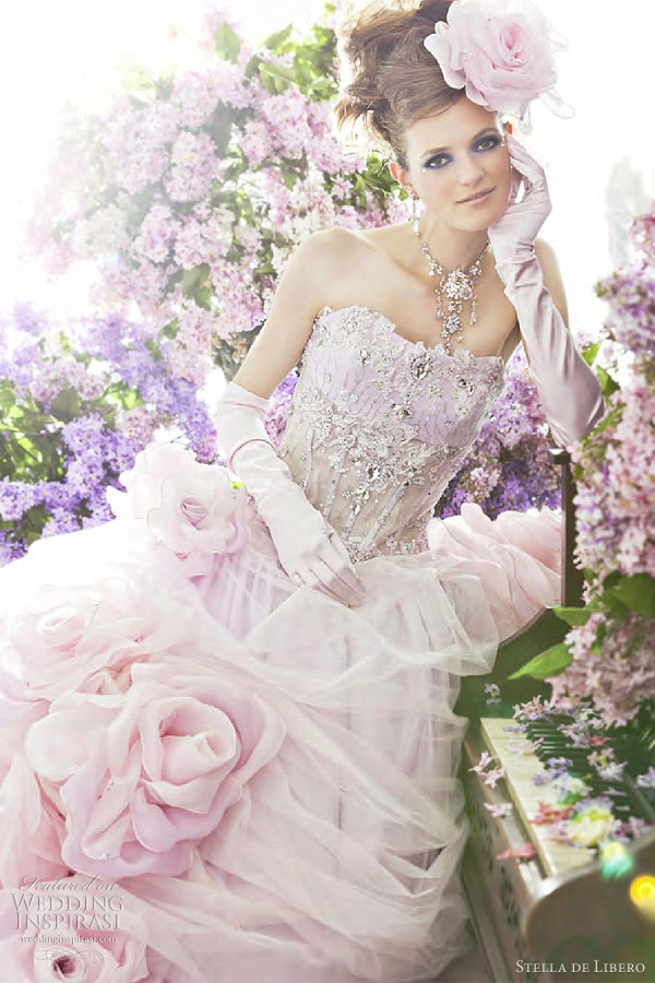 pink wedding gown by Stella de Libero