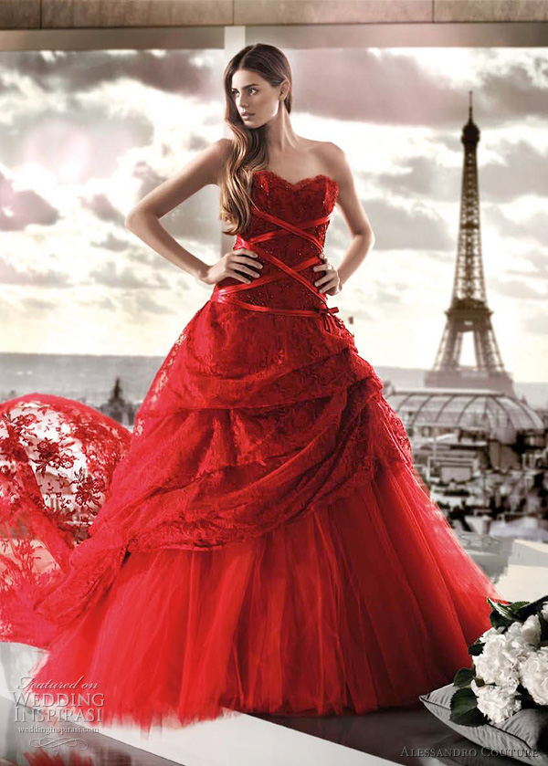 red wedding dresses Latina gown by Alessandro Couture